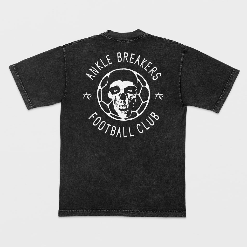 Black t-shirt with 'Ankle Breakers Football Club' design on a light gray background